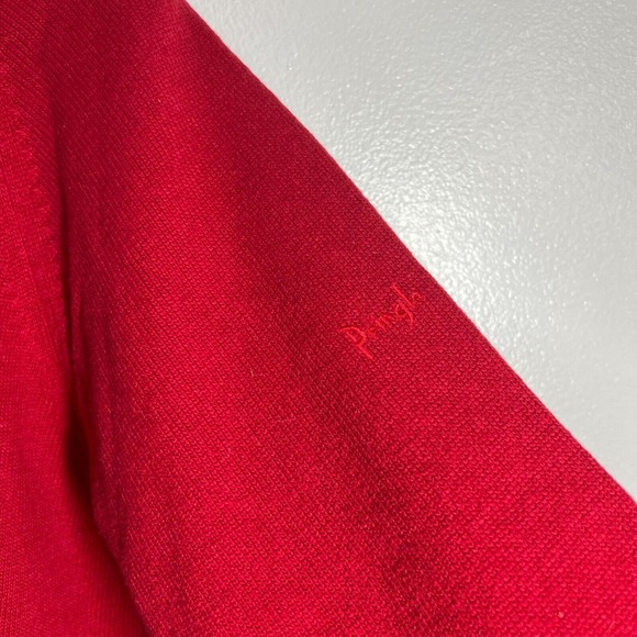 Pringle of Scotland Red‎ Sweater 100%  US Large 40 Super Fine Wool V-Neck Red - Picture 8 of 12
